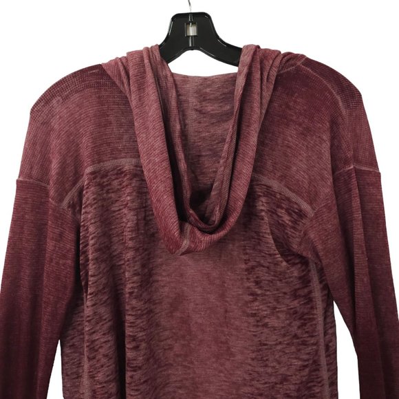 American Eagle Open Front Hooded Cardigan Womens Size S Lightweight Burgundy - Picture 13 of 16
